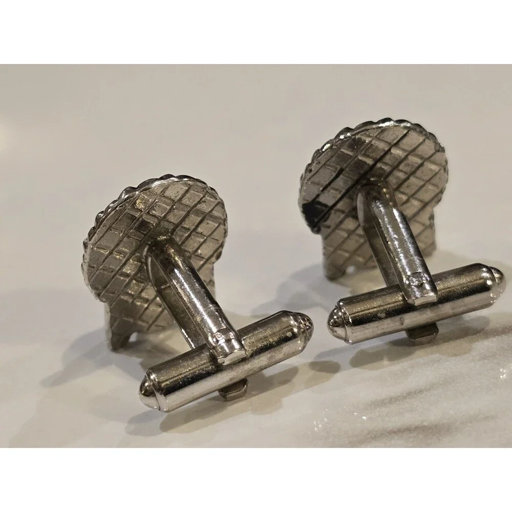 Vintage Silver Tone Warrior Face Cufflinks Tribal Mask Head Mens Cuff Links 1215